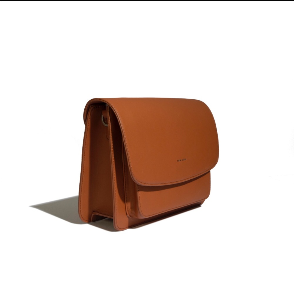 Cognac Vegan Leather Crossbody - Picture 3 of 8